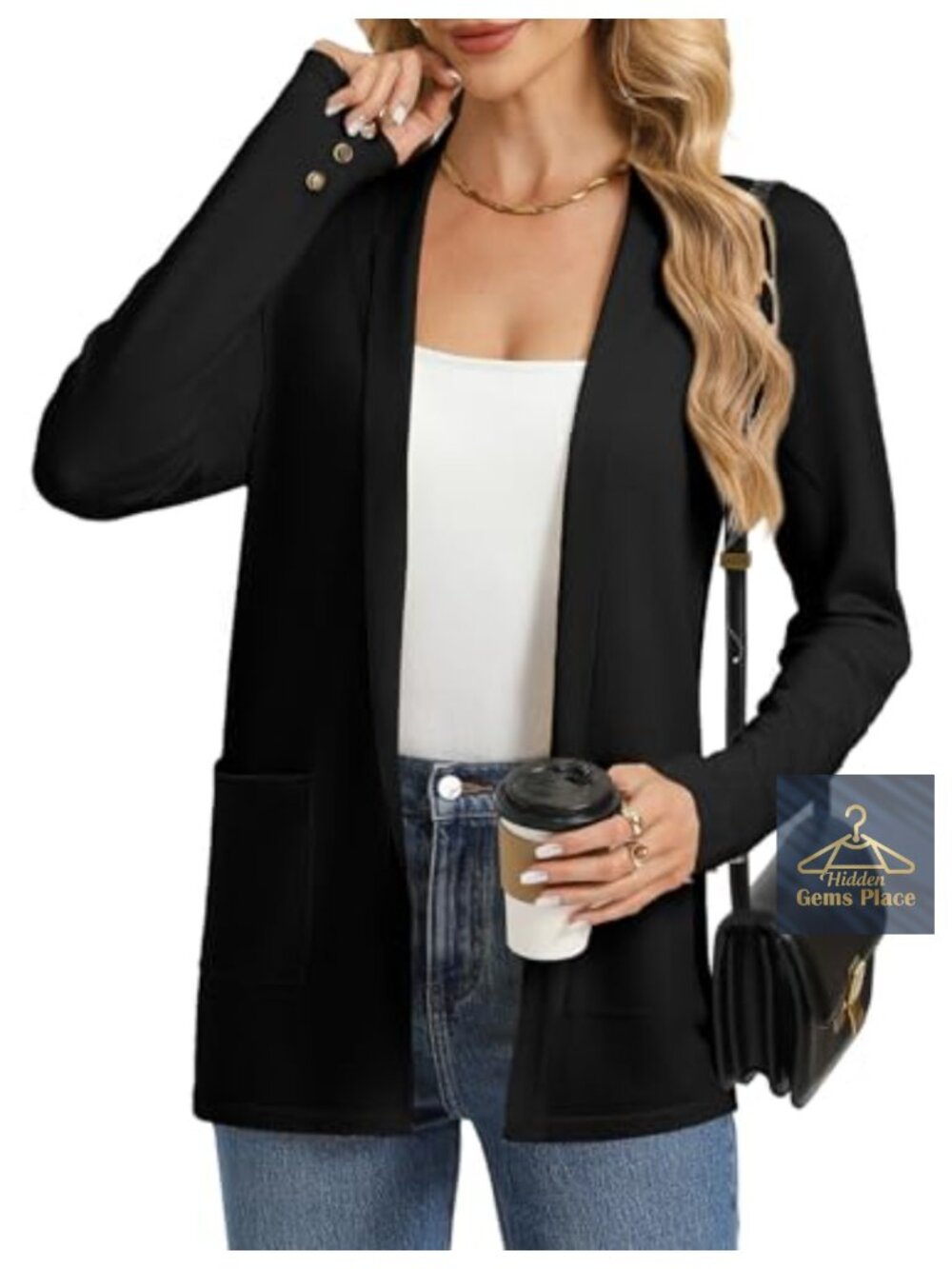 Womens Business Casual Long Cardigan 53% Viscose Polyester Open Front with